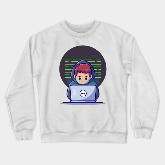 Hacker Operating A Laptop Crewneck Sweatshirt by Catalyst Labs